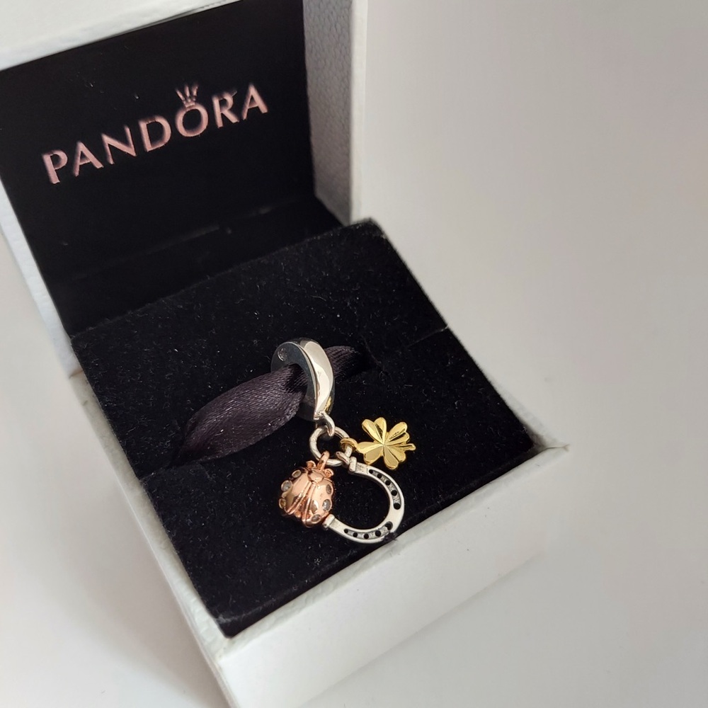 Pandora Lucky Trio Silver Rose Gold Charm #138